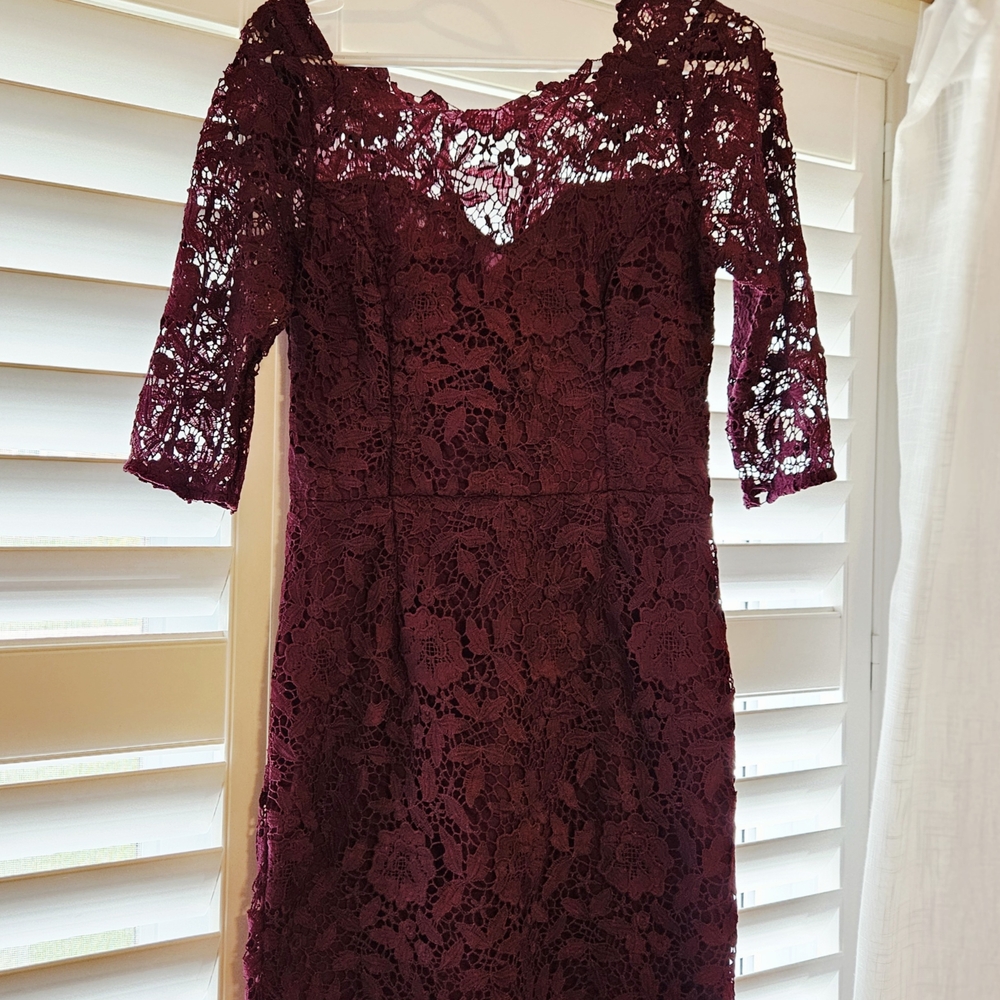 Soieblu Burgundy Lace Long Sleeve Dress